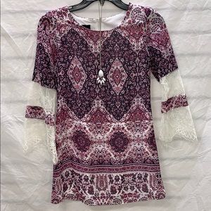 IZ Byer Long Sleeve Dress with Necklace